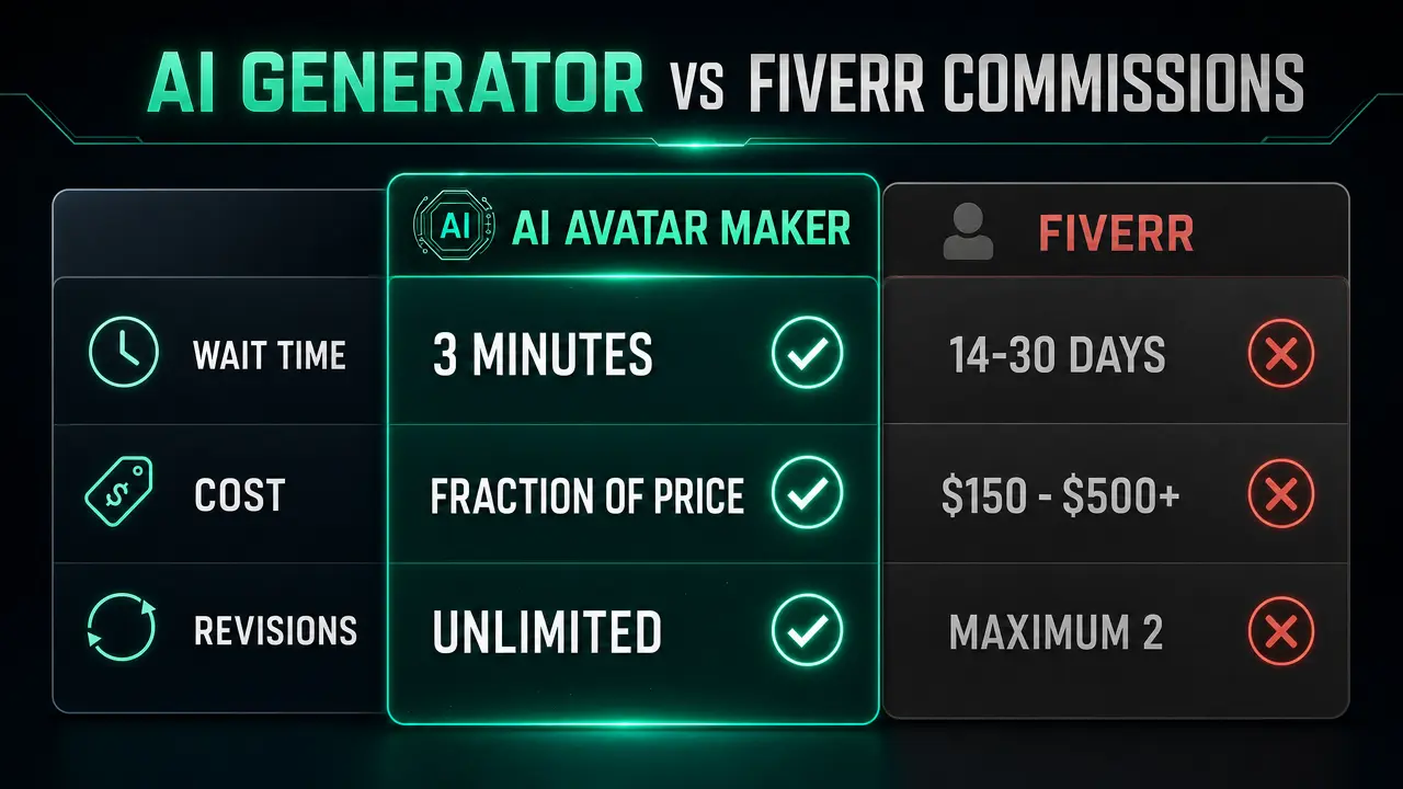 AI Avatar MakerとFiverrコミッションの比較表